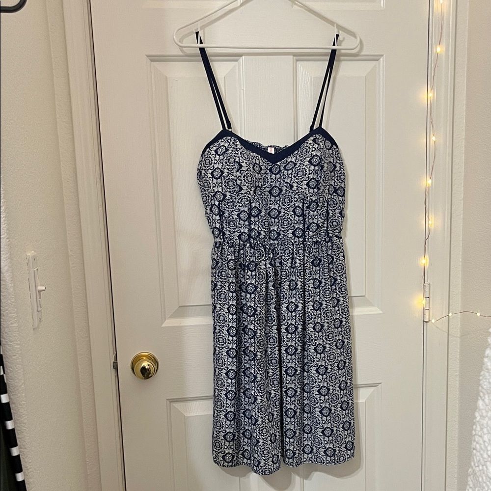 Navy and White Corset Top Chiffon Summer Dress